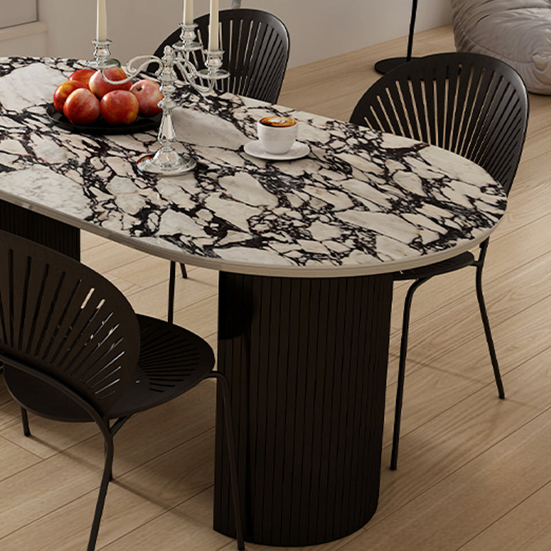 Oval Industrial Dinner Room Kitchen Table Double Pedestal Dining Table Clearhalo 'Dining Tables & Seating' 'Dining Tables' 'dining_table' 'furn' 'furn_dining_table' 'Furniture' 'Kitchen & Dining Furniture' 7485335