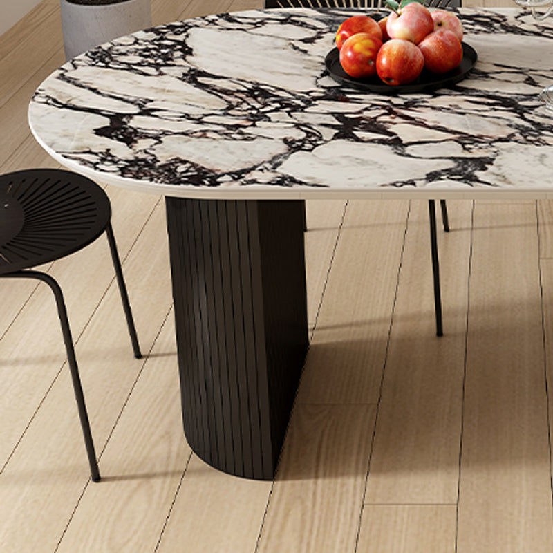 Oval Industrial Dinner Room Kitchen Table Double Pedestal Dining Table Clearhalo 'Dining Tables & Seating' 'Dining Tables' 'dining_table' 'furn' 'furn_dining_table' 'Furniture' 'Kitchen & Dining Furniture' 7485336