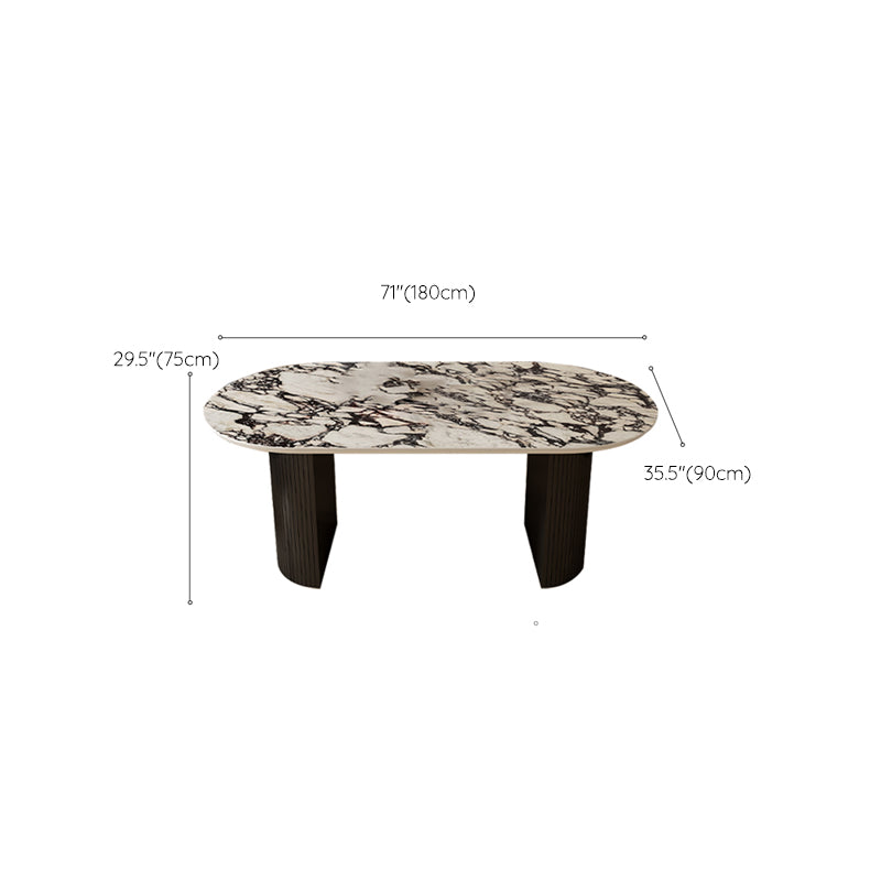 Oval Industrial Dinner Room Kitchen Table Double Pedestal Dining Table Clearhalo 'Dining Tables & Seating' 'Dining Tables' 'dining_table' 'furn' 'furn_dining_table' 'Furniture' 'Kitchen & Dining Furniture' 7485339