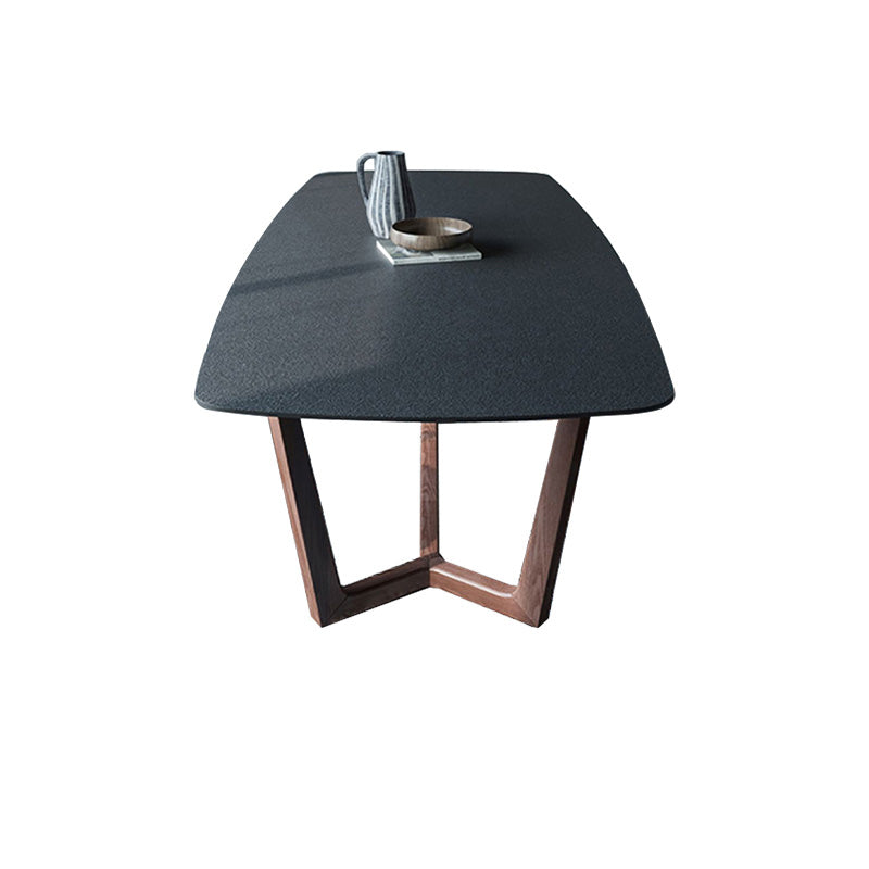 Modern Rectangle Stone Dining Table Ash Wood Base for Kitchen Without Chairs Clearhalo 'Dining Tables & Seating' 'Dining Tables' 'dining_table' 'furn' 'furn_dining_table' 'Furniture' 'Kitchen & Dining Furniture' 7485340