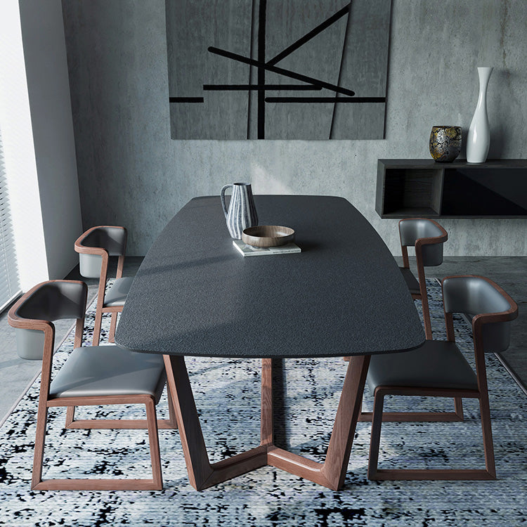 Modern Rectangle Stone Dining Table Ash Wood Base for Kitchen Clearhalo 'Dining Tables & Seating' 'Dining Tables' 'dining_table' 'furn' 'furn_dining_table' 'Furniture' 'Kitchen & Dining Furniture' 7485341