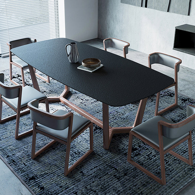 Modern Rectangle Stone Dining Table Ash Wood Base for Kitchen Clearhalo 'Dining Tables & Seating' 'Dining Tables' 'dining_table' 'furn' 'furn_dining_table' 'Furniture' 'Kitchen & Dining Furniture' 7485342