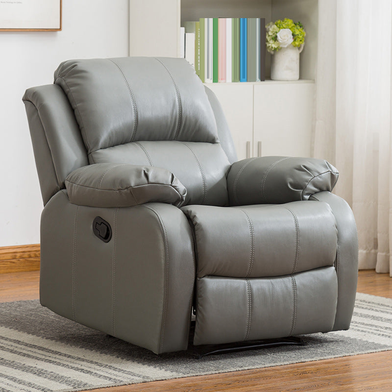 Contemporary Home Theater Recliner Metal Solid Color Arm Reclining Swiveling Respiratory Skin Gray Clearhalo 'Chairs & Seating' 'furn' 'furn_recliners' 'Furniture' 'Living Room Furniture' 'Recliners' 7485393