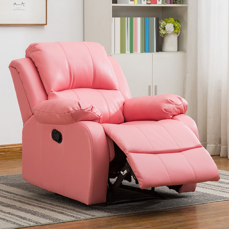 Contemporary Home Theater Recliner Metal Solid Color Arm Reclining Swiveling Respiratory Skin Pink Clearhalo 'Chairs & Seating' 'furn' 'furn_recliners' 'Furniture' 'Living Room Furniture' 'Recliners' 7485397
