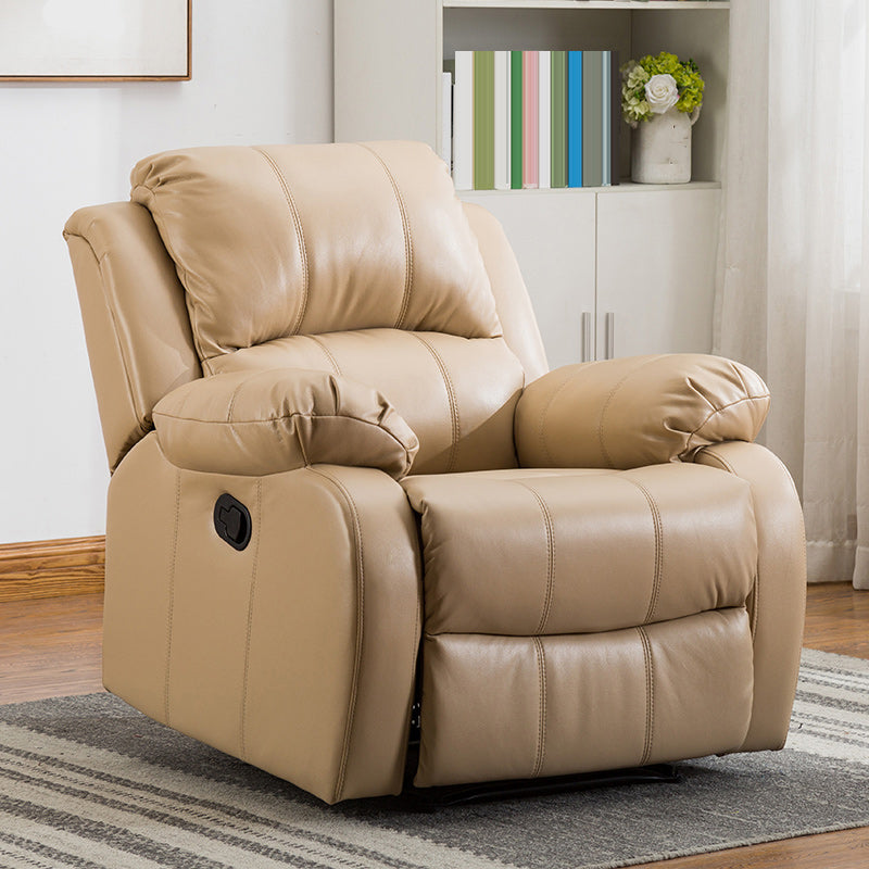 Contemporary Home Theater Recliner Metal Solid Color Arm Reclining Swiveling Respiratory Skin Off-White Clearhalo 'Chairs & Seating' 'furn' 'furn_recliners' 'Furniture' 'Living Room Furniture' 'Recliners' 7485404