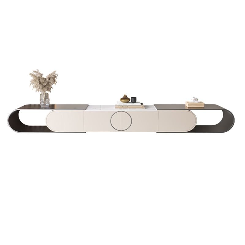 Glam Stone TV Console Media Console Open Storage Console with Drawer Grey Clearhalo 'furn' 'furn_tv_stands_entertainment_centers' 'Furniture' 'Living Room Furniture' 'TV Stands & Entertainment Centers' 'TV Stands & Media Storage Furniture' 'tv_stands_entertainment_centers' 7485877