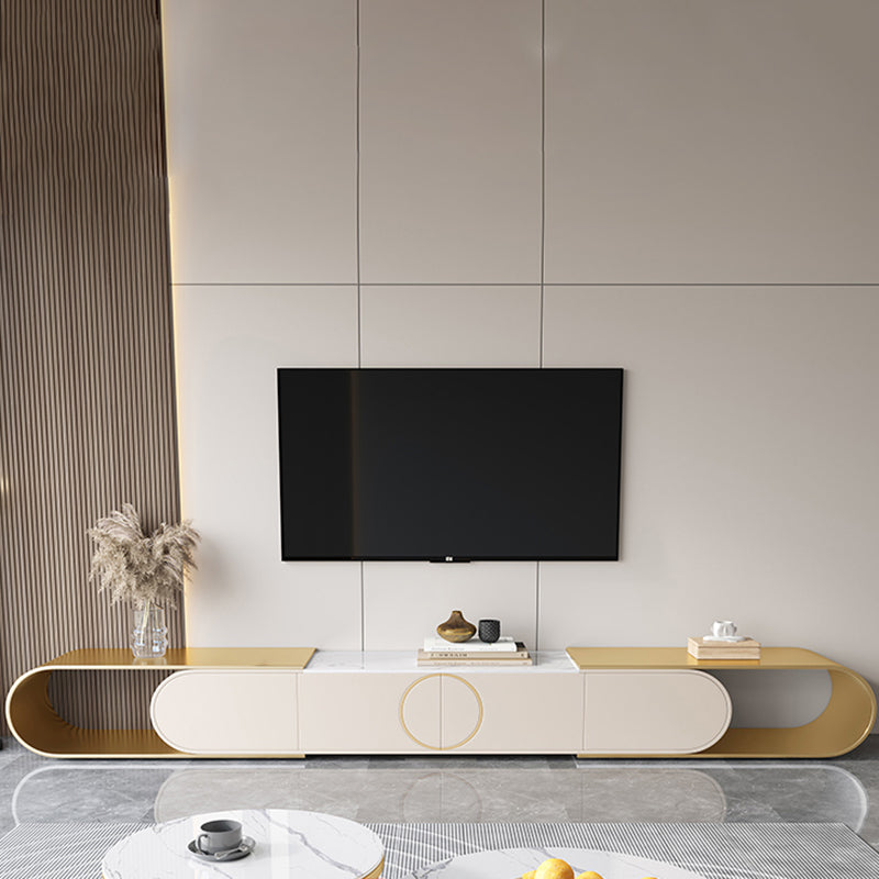 Glam Stone TV Console Media Console Open Storage Console with Drawer Clearhalo 'furn' 'furn_tv_stands_entertainment_centers' 'Furniture' 'Living Room Furniture' 'TV Stands & Entertainment Centers' 'TV Stands & Media Storage Furniture' 'tv_stands_entertainment_centers' 7485879