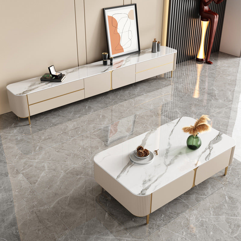 Enclosed Storage TV Stand Console Stone TV Media Console with 4 Drawers Clearhalo 'furn' 'furn_tv_stands_entertainment_centers' 'Furniture' 'Living Room Furniture' 'TV Stands & Entertainment Centers' 'TV Stands & Media Storage Furniture' 'tv_stands_entertainment_centers' 7485888