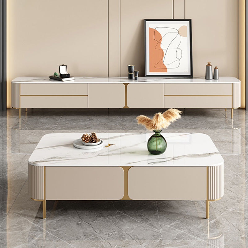 Enclosed Storage TV Stand Console Stone TV Media Console with 4 Drawers Clearhalo 'furn' 'furn_tv_stands_entertainment_centers' 'Furniture' 'Living Room Furniture' 'TV Stands & Entertainment Centers' 'TV Stands & Media Storage Furniture' 'tv_stands_entertainment_centers' 7485890