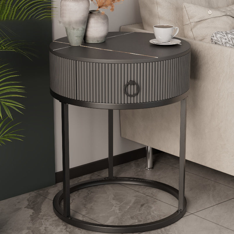 Classic Glam Accent Table Nightstand Stone Nightstand with Drawer Black 1 Piece Shelf Not Included Clearhalo 'Bedroom Furniture' 'furn' 'furn_night_stand' 'Furniture' 'night_stand' 'Nightstands' 7486019