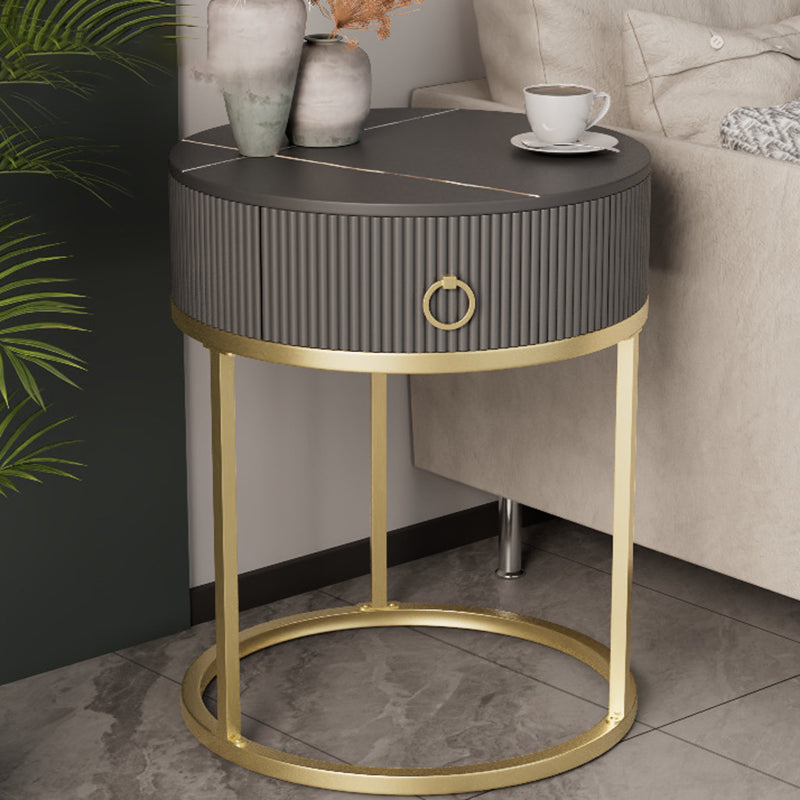 Classic Glam Accent Table Nightstand Stone Nightstand with Drawer Black-Gold 1 Piece Shelf Not Included Clearhalo 'Bedroom Furniture' 'furn' 'furn_night_stand' 'Furniture' 'night_stand' 'Nightstands' 7486023