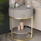 Classic Glam Accent Table Nightstand Stone Nightstand with Drawer Gray-Gold 1 Piece 1 Clearhalo 'Bedroom Furniture' 'furn' 'furn_night_stand' 'Furniture' 'night_stand' 'Nightstands' 7486036