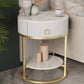 Classic Glam Accent Table Nightstand Stone Nightstand with Drawer White-Gold 1 Piece 1 Clearhalo 'Bedroom Furniture' 'furn' 'furn_night_stand' 'Furniture' 'night_stand' 'Nightstands' 7486039