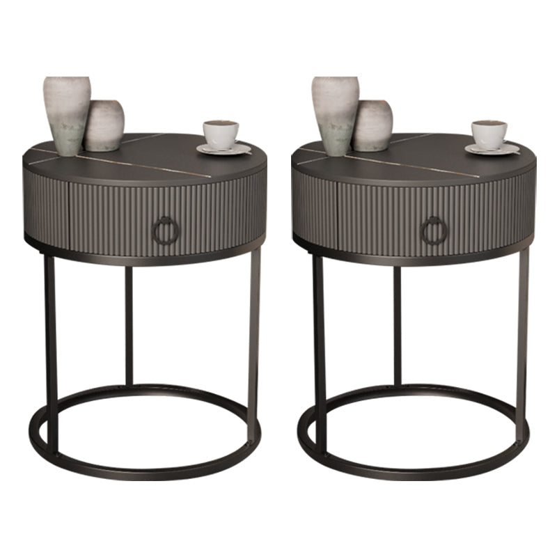 Classic Glam Accent Table Nightstand Stone Nightstand with Drawer Black 2 Piece Set Shelf Not Included Clearhalo 'Bedroom Furniture' 'furn' 'furn_night_stand' 'Furniture' 'night_stand' 'Nightstands' 7486040