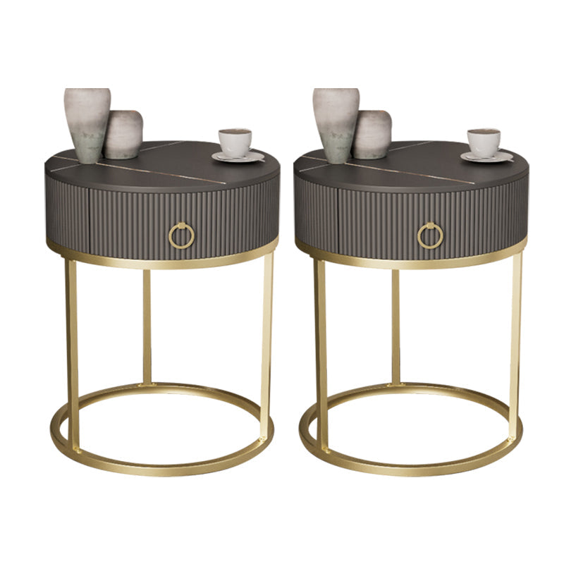 Classic Glam Accent Table Nightstand Stone Nightstand with Drawer Black-Gold 2 Piece Set Shelf Not Included Clearhalo 'Bedroom Furniture' 'furn' 'furn_night_stand' 'Furniture' 'night_stand' 'Nightstands' 7486042