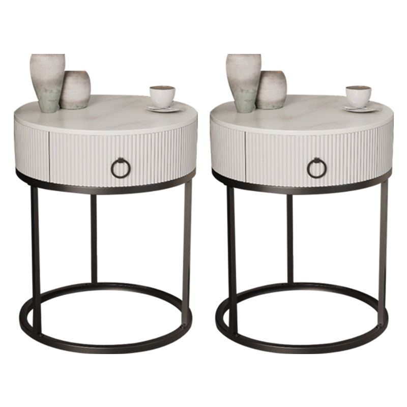 Classic Glam Accent Table Nightstand Stone Nightstand with Drawer Black White 2 Piece Set Shelf Not Included Clearhalo 'Bedroom Furniture' 'furn' 'furn_night_stand' 'Furniture' 'night_stand' 'Nightstands' 7486046