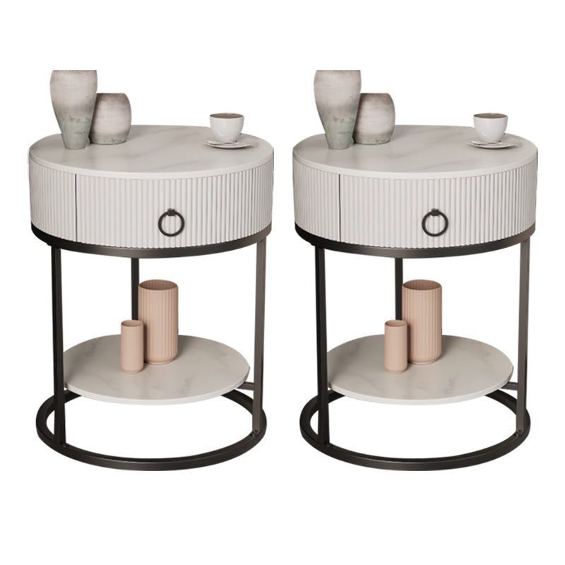 Classic Glam Accent Table Nightstand Stone Nightstand with Drawer Black White 2 Piece Set 1 Clearhalo 'Bedroom Furniture' 'furn' 'furn_night_stand' 'Furniture' 'night_stand' 'Nightstands' 7486047