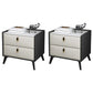 Glam Accent Table Nightstand Stone Night Table with 2 Drawers