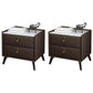 Glam Accent Table Nightstand Stone Night Table with 2 Drawers