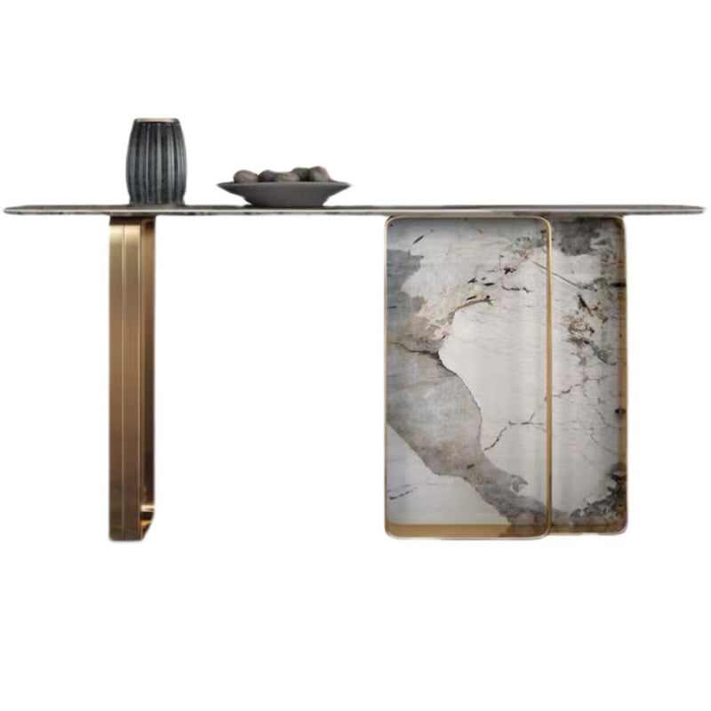 Tavolo console contemporanea a forma di rettangolo tavolo di divano in pietra in oro