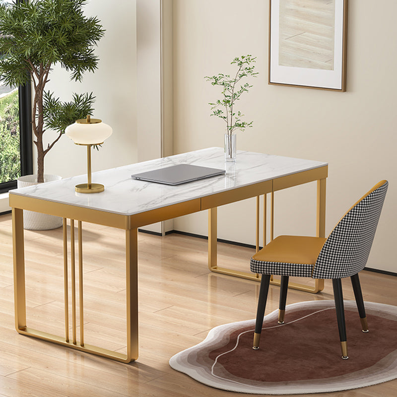 Glam Stone Writing Desk Rechthoekige kantoorbureau met metalen benen