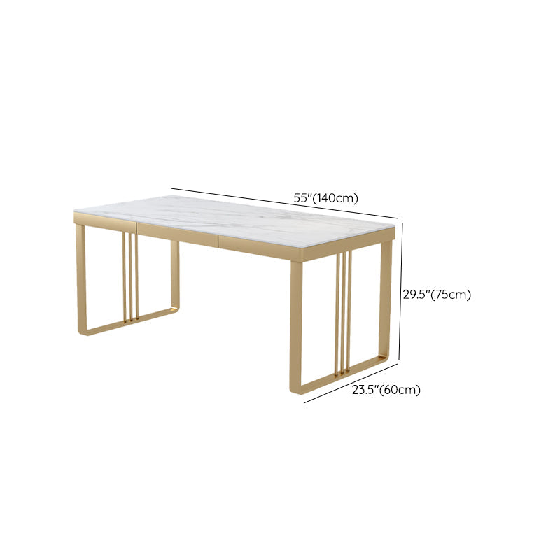 Glam Stone Writing Desk Rechthoekige kantoorbureau met metalen benen