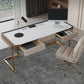 Rectangle Stone Top Bureau bureau Glam Style Writing Bureau avec base en métal pour le bureau