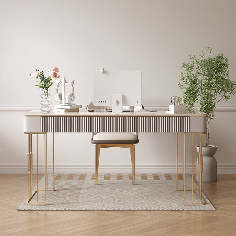 Descrito de oficina de piedra rectángulo base de metal Base de metal escritorio de escritura de estilo para la oficina para la oficina