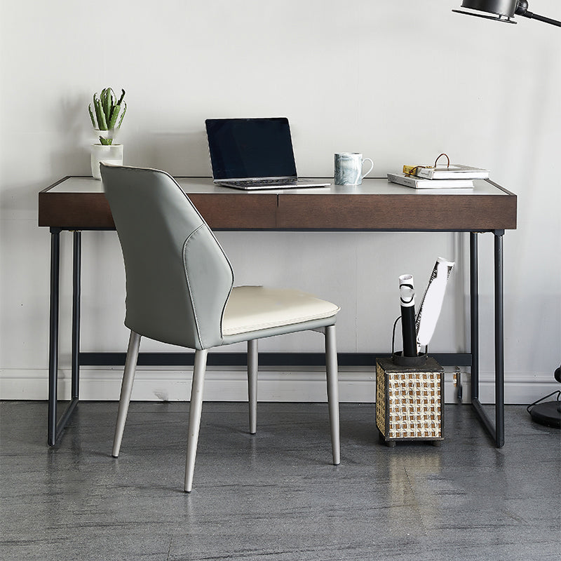 Forme rectangulaire Bureau contemporain Bureau en pierre Tâche de tâche avec 2 jambes en gris