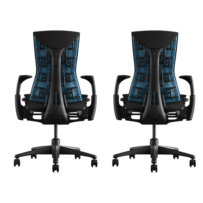 Modern Removable Arms Chair Adjustable Seat Height Slide Chair Blue 2 Piece Set Clearhalo 'furn' 'furn_office_chair' 'Furniture' 'Office Chairs' 'Office Furniture' 'office_chair' 7486383
