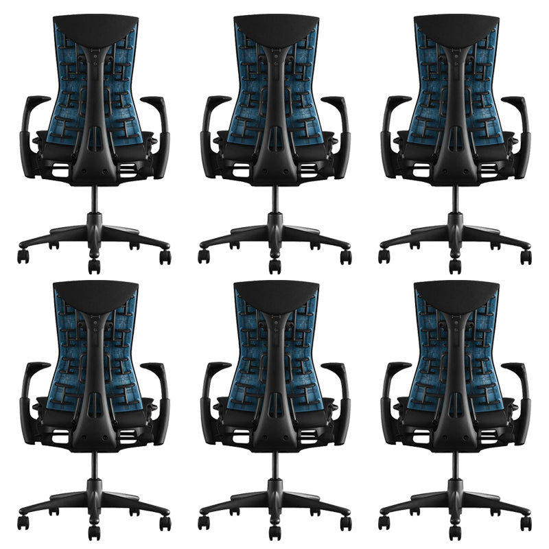 Modern Removable Arms Chair Adjustable Seat Height Slide Chair Blue 6 Piece Set Clearhalo 'furn' 'furn_office_chair' 'Furniture' 'Office Chairs' 'Office Furniture' 'office_chair' 7486386
