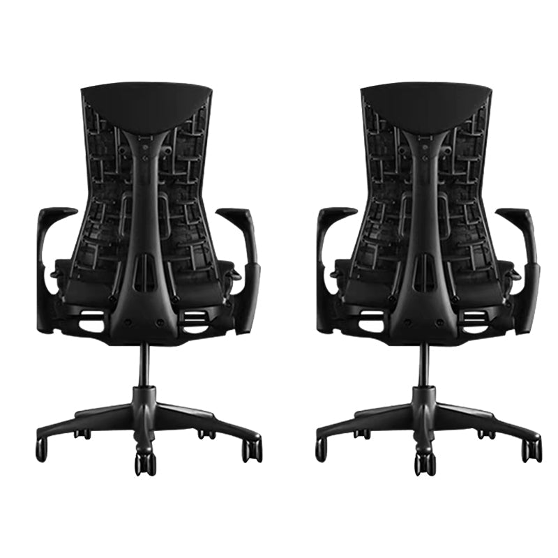 Modern Removable Arms Chair Adjustable Seat Height Slide Chair Black 2 Piece Set Clearhalo 'furn' 'furn_office_chair' 'Furniture' 'Office Chairs' 'Office Furniture' 'office_chair' 7486391