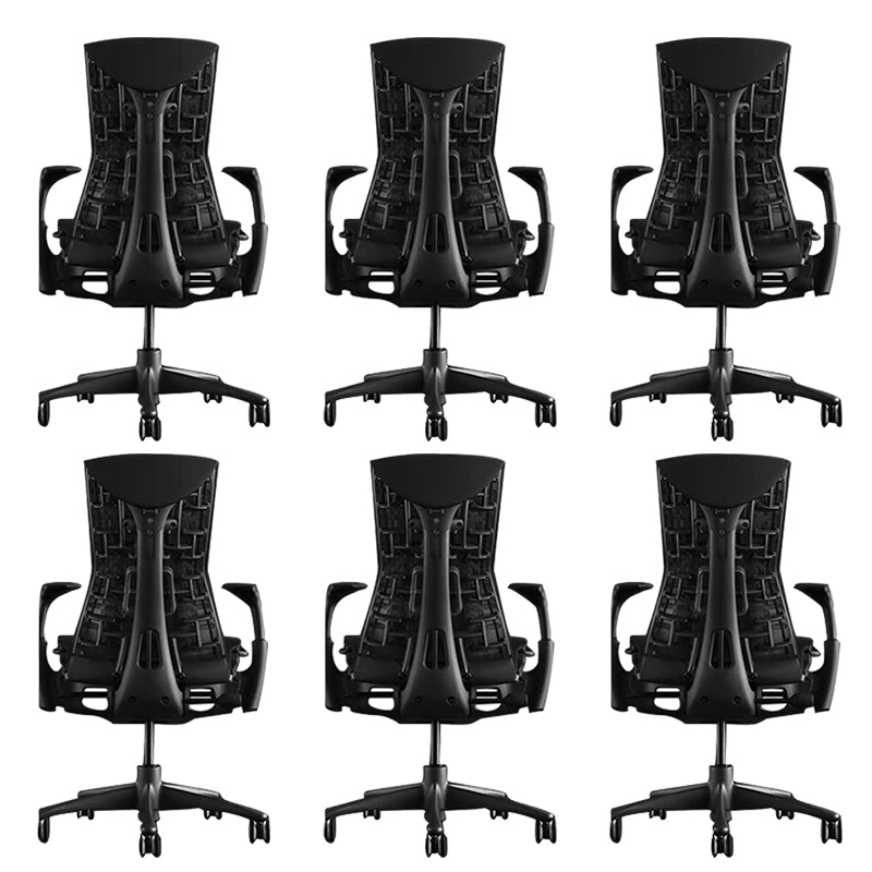 Modern Removable Arms Chair Adjustable Seat Height Slide Chair Black 6 Piece Set Clearhalo 'furn' 'furn_office_chair' 'Furniture' 'Office Chairs' 'Office Furniture' 'office_chair' 7486395