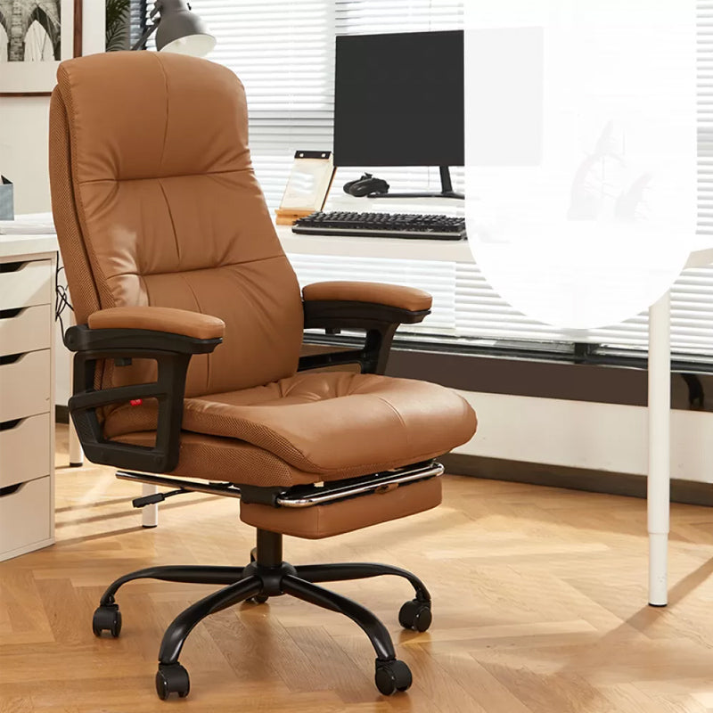 Padded Arms Office Chair Tilt Mechanism No Distressing Ergonomic Slide Chair Brown 1 Piece Clearhalo 'furn' 'furn_office_chair' 'Furniture' 'Office Chairs' 'Office Furniture' 'office_chair' 7486408