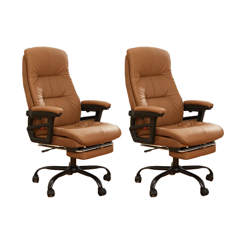 Padded Arms Office Chair Tilt Mechanism No Distressing Ergonomic Slide Chair Brown 2 Piece Set Clearhalo 'furn' 'furn_office_chair' 'Furniture' 'Office Chairs' 'Office Furniture' 'office_chair' 7486410