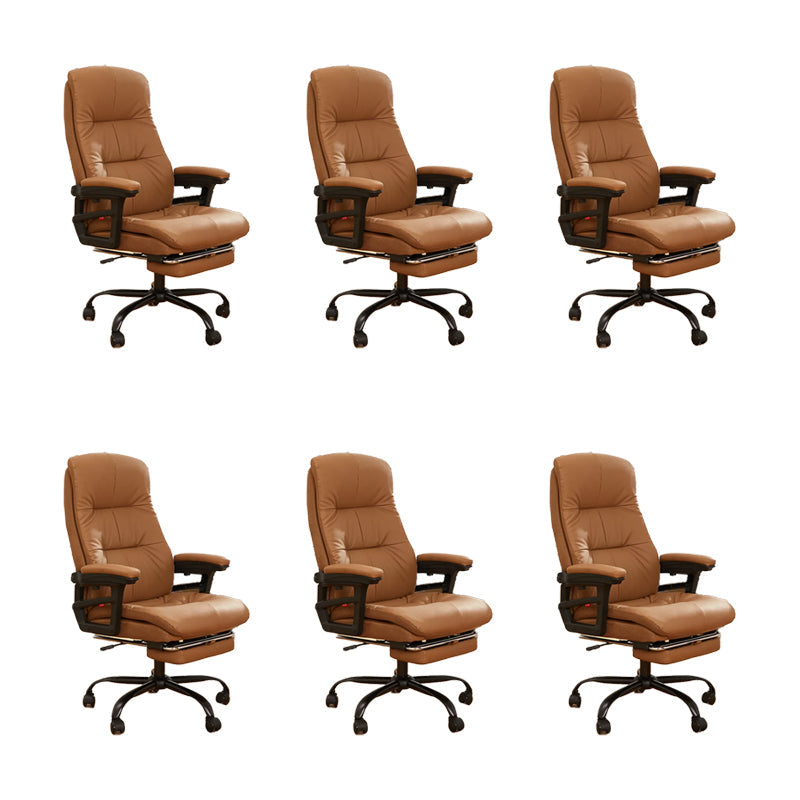 Padded Arms Office Chair Tilt Mechanism No Distressing Ergonomic Slide Chair Brown 6 Piece Set Clearhalo 'furn' 'furn_office_chair' 'Furniture' 'Office Chairs' 'Office Furniture' 'office_chair' 7486414
