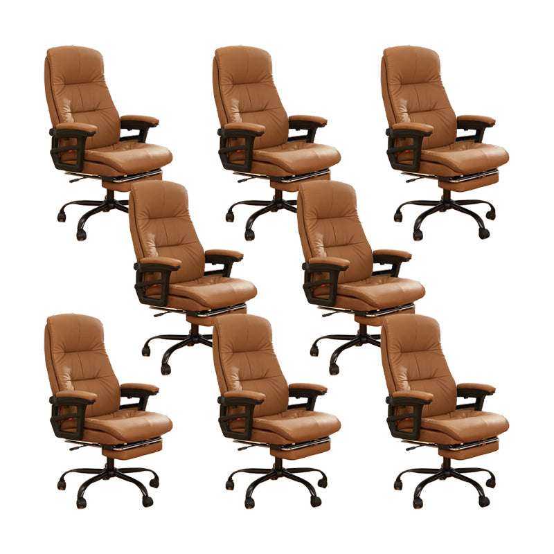 Padded Arms Office Chair Tilt Mechanism No Distressing Ergonomic Slide Chair Brown 8 Piece Set Clearhalo 'furn' 'furn_office_chair' 'Furniture' 'Office Chairs' 'Office Furniture' 'office_chair' 7486416