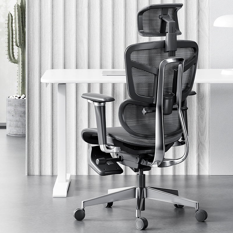 Removable Arms Office Chair No Distressing Ergonomic Desk Chair with Wheels Grey 1 Piece Clearhalo 'furn' 'furn_office_chair' 'Furniture' 'Office Chairs' 'Office Furniture' 'office_chair' 7486480