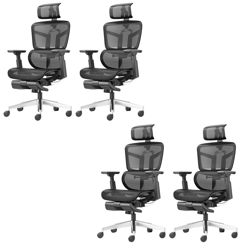 Removable Arms Office Chair No Distressing Ergonomic Desk Chair with Wheels Black 4 Piece Set Clearhalo 'furn' 'furn_office_chair' 'Furniture' 'Office Chairs' 'Office Furniture' 'office_chair' 7486484