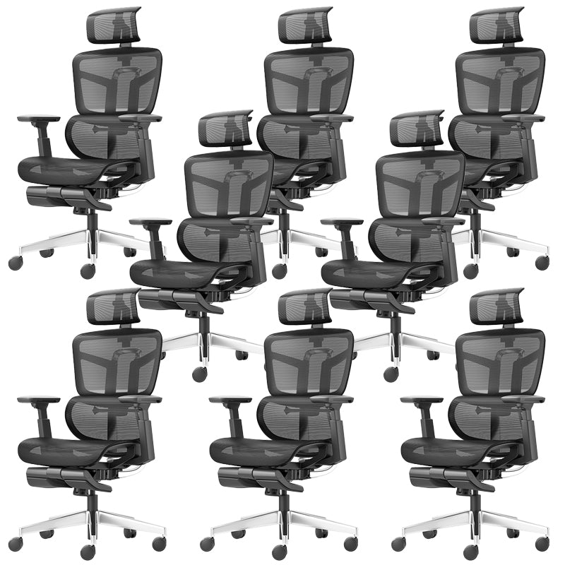 Removable Arms Office Chair No Distressing Ergonomic Desk Chair with Wheels Black 8 Piece Set Clearhalo 'furn' 'furn_office_chair' 'Furniture' 'Office Chairs' 'Office Furniture' 'office_chair' 7486488