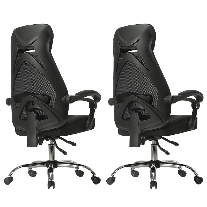 Padded Arms Office Chair Tilt Mechanism No Distressing Desk Chair with Wheels Black 2 Piece Set Without Footrest Clearhalo 'furn' 'furn_office_chair' 'Furniture' 'Office Chairs' 'Office Furniture' 'office_chair' 7486501