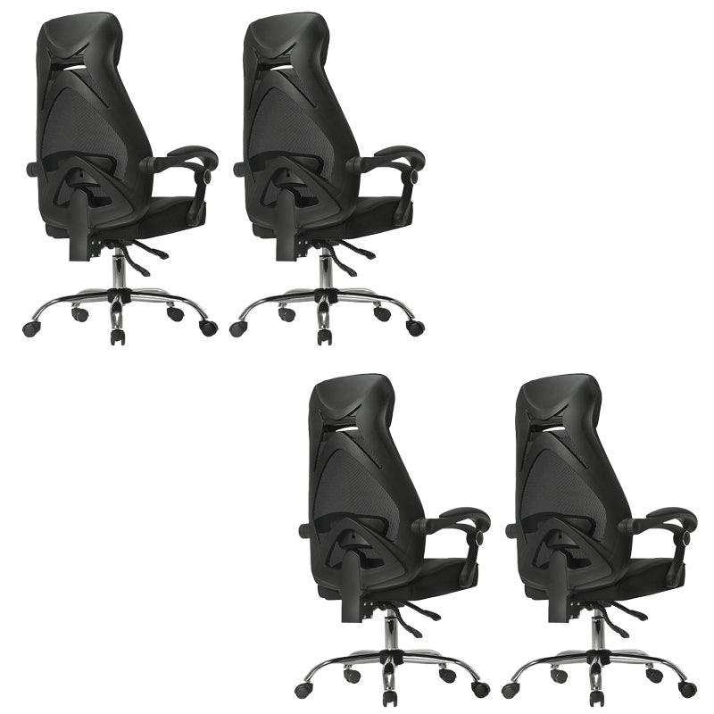 Padded Arms Office Chair Tilt Mechanism No Distressing Desk Chair with Wheels Black 4 Piece Set Without Footrest Clearhalo 'furn' 'furn_office_chair' 'Furniture' 'Office Chairs' 'Office Furniture' 'office_chair' 7486504