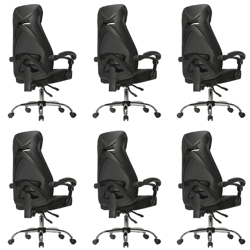Padded Arms Office Chair Tilt Mechanism No Distressing Desk Chair with Wheels Black 6 Piece Set Without Footrest Clearhalo 'furn' 'furn_office_chair' 'Furniture' 'Office Chairs' 'Office Furniture' 'office_chair' 7486506