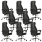 Padded Arms Office Chair Tilt Mechanism No Distressing Desk Chair with Wheels Black 8 Piece Set Without Footrest Clearhalo 'furn' 'furn_office_chair' 'Furniture' 'Office Chairs' 'Office Furniture' 'office_chair' 7486508