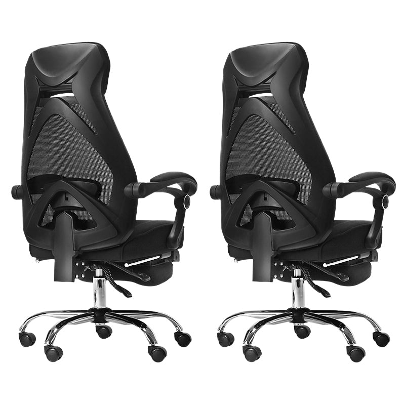 Padded Arms Office Chair Tilt Mechanism No Distressing Desk Chair with Wheels Black 2 Piece Set With Footrest Clearhalo 'furn' 'furn_office_chair' 'Furniture' 'Office Chairs' 'Office Furniture' 'office_chair' 7486510