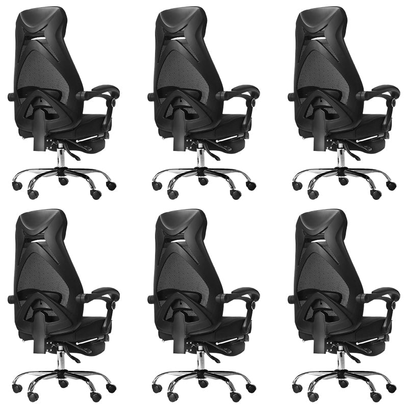 Padded Arms Office Chair Tilt Mechanism No Distressing Desk Chair with Wheels Black 6 Piece Set With Footrest Clearhalo 'furn' 'furn_office_chair' 'Furniture' 'Office Chairs' 'Office Furniture' 'office_chair' 7486515