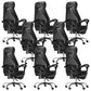 Padded Arms Office Chair Tilt Mechanism No Distressing Desk Chair with Wheels Black 8 Piece Set With Footrest Clearhalo 'furn' 'furn_office_chair' 'Furniture' 'Office Chairs' 'Office Furniture' 'office_chair' 7486517