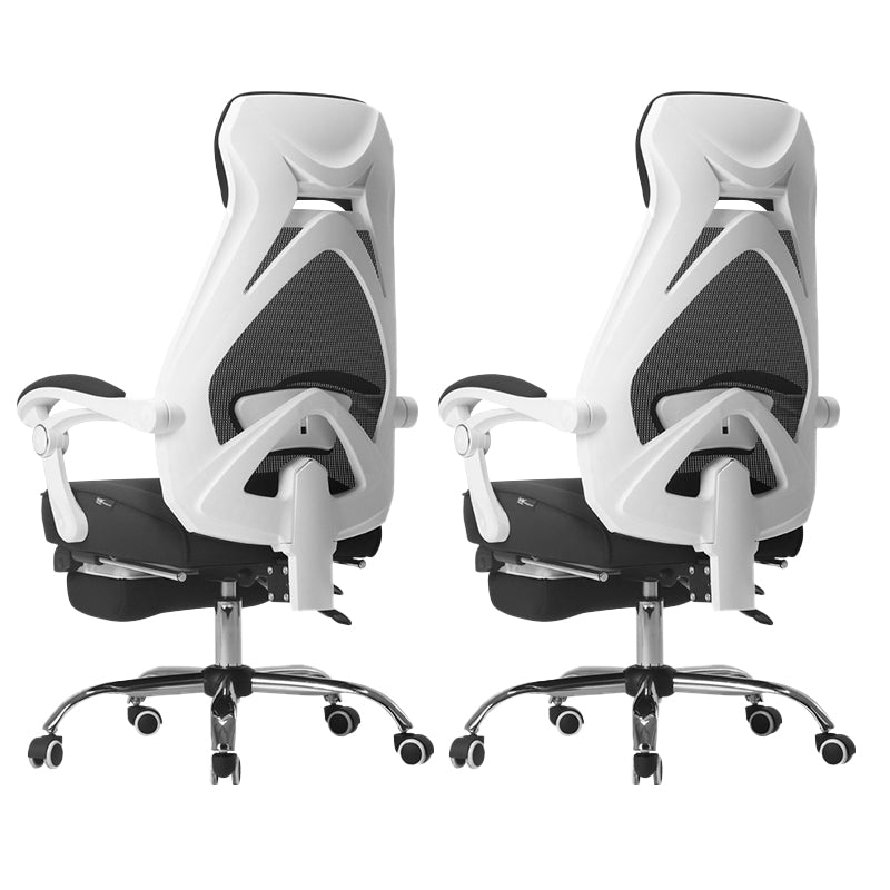 Padded Arms Office Chair Tilt Mechanism No Distressing Desk Chair with Wheels White 2 Piece Set With Footrest Clearhalo 'furn' 'furn_office_chair' 'Furniture' 'Office Chairs' 'Office Furniture' 'office_chair' 7486518