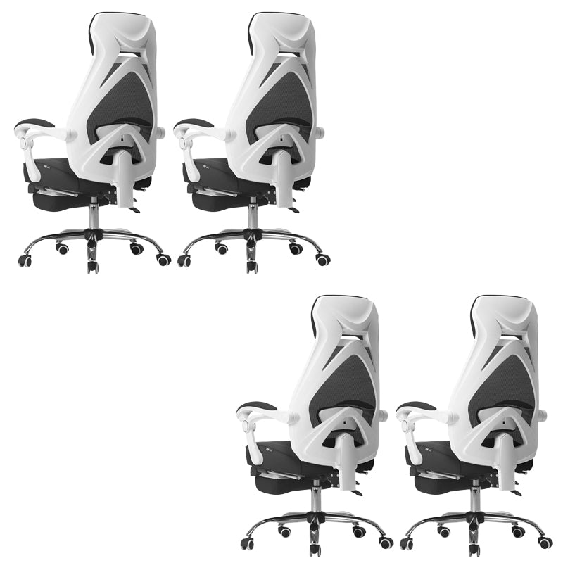 Padded Arms Office Chair Tilt Mechanism No Distressing Desk Chair with Wheels White 4 Piece Set With Footrest Clearhalo 'furn' 'furn_office_chair' 'Furniture' 'Office Chairs' 'Office Furniture' 'office_chair' 7486519