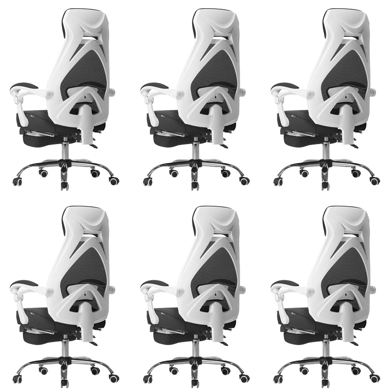 Padded Arms Office Chair Tilt Mechanism No Distressing Desk Chair with Wheels White 6 Piece Set With Footrest Clearhalo 'furn' 'furn_office_chair' 'Furniture' 'Office Chairs' 'Office Furniture' 'office_chair' 7486520